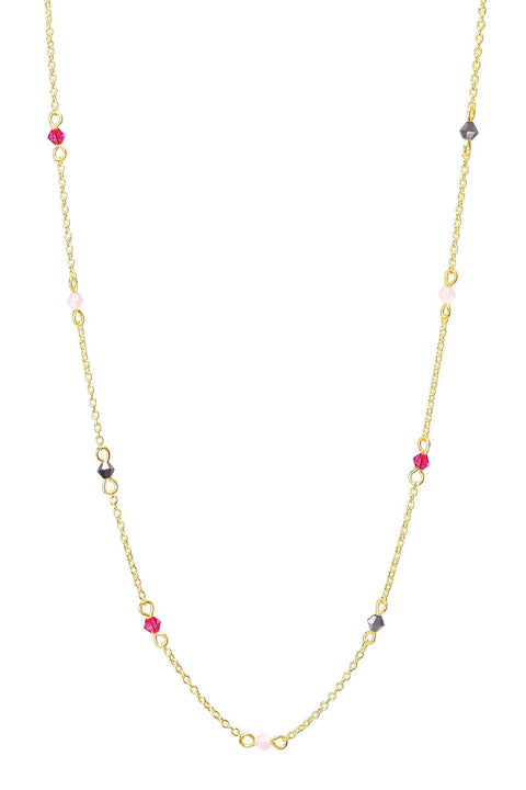 Pink Austrian Crystal Station Necklace - GF