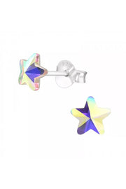 Sterling Silver Star 6mm Ear Studs With Crystal - SS