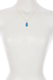 Swiss Blue Crystal Wire Wrapped Pendant Necklace - GF