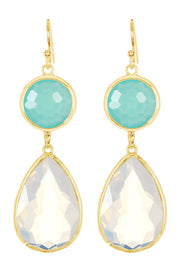 Moonstone & Amazonite Crystal Drop Earrings - GF