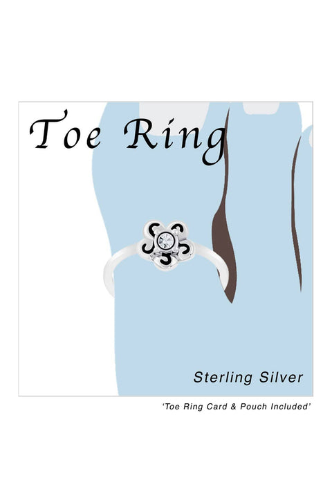 Sterling Silver Flower Toe Ring - SS