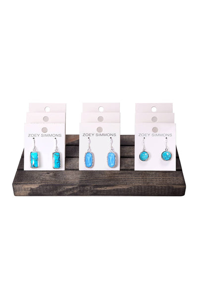 $11.00 Pr x 9 Prs Turquoise Earrings Prepack