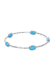 Blue Cat's Eye Bangle Station Bracelet - SF