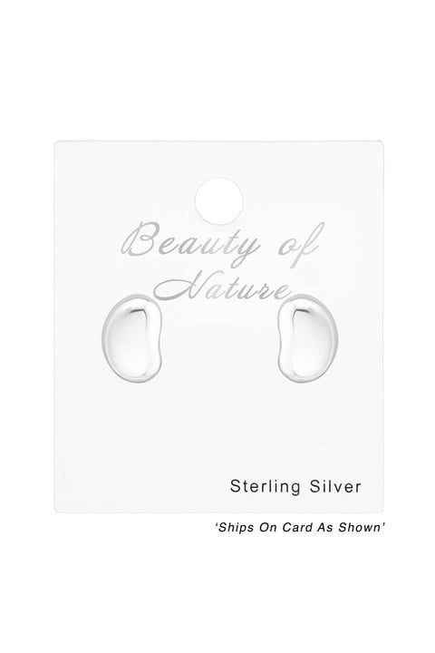 Sterling Silver Bean Ear Studs - SS