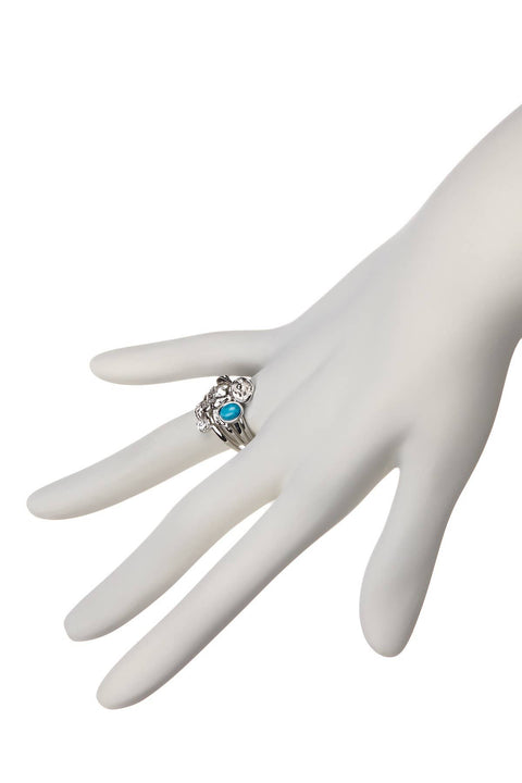 Reconstituted Turquoise & CZ Stack Ring Set - SF