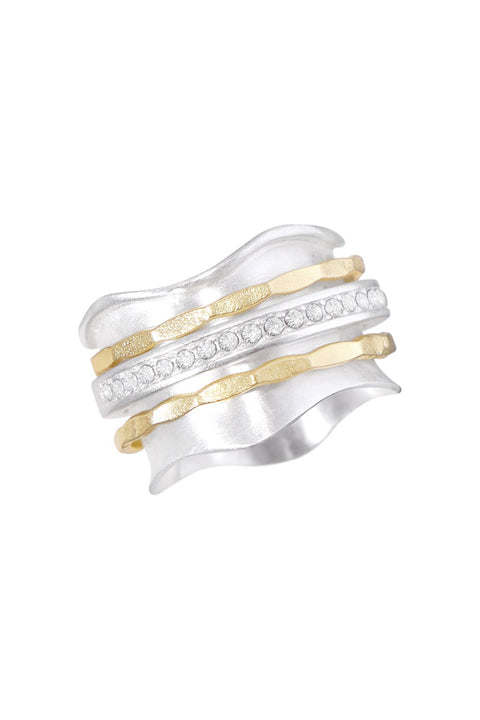 Two-Tone Wave Edge Spinner Ring - SF