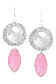 Pink Murano Glass & Vintage Disc Drop Earrings - SF