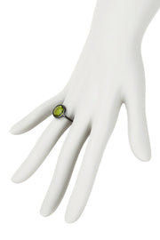 Peridot Crystal Ring In Gunmetal - SF