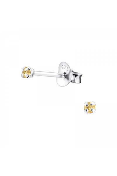 Sterling Silver Round 2mm Ear Studs With Cubic Zirconia - SS