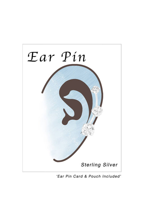 Sterling Silver Ear Pin With Cubic Zirconia - SS