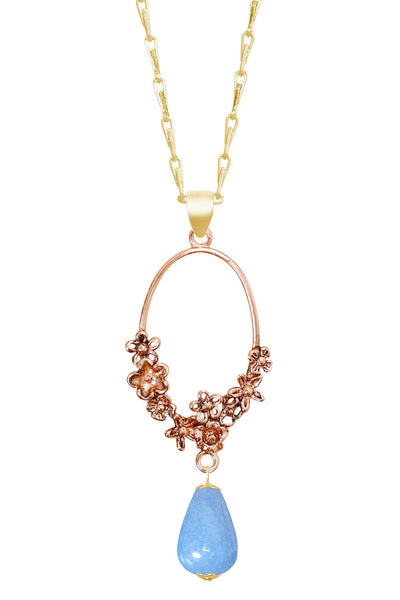 Aquamarine & Blossoms Pendant Necklace - GF