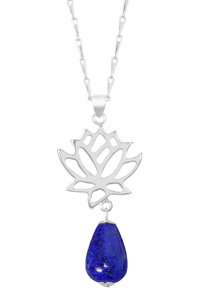 Lapis & Lotus Pendant Necklace - SF