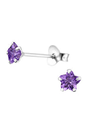 Sterling Silver Flower 4mm Ear Studs With CZ - SS