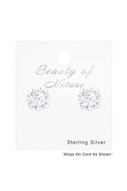 Sterling Silver Round 7mm Ear Studs With Cubic Zirconia - SS