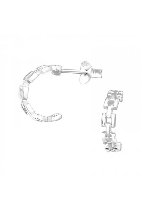 Chain Link-Styled Half Hoop Ear Studs - SS