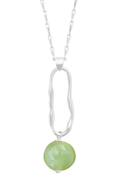 Green Murano Glass & Freeform Hoop Pendant Necklace - SF