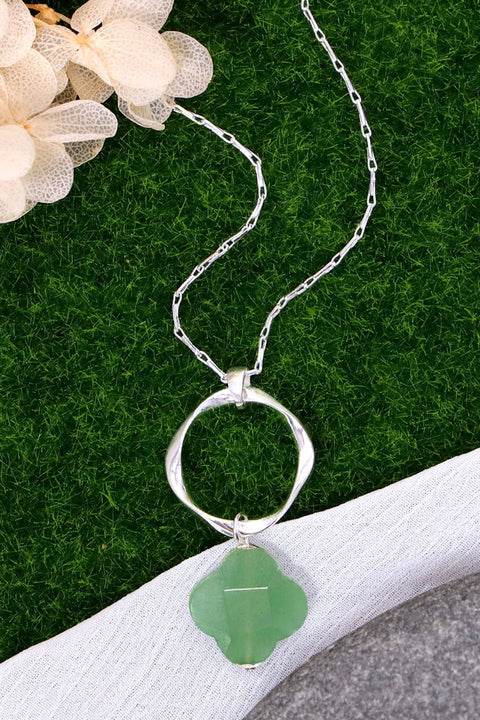 Green Aventurine & Freeform Hoop Pendant Necklace - SF