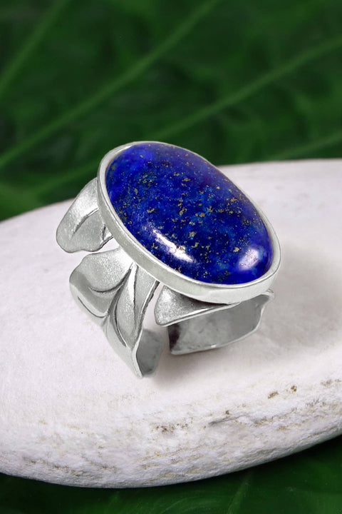 Lapis Open Leaf Statement Ring - SF