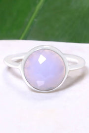 Blue Lace Agate Round Ring - SF