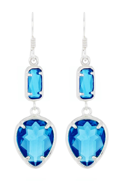 Swiss Blue Crystal Drop Earrings - SF