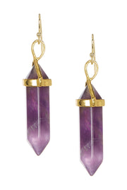 Amethyst Hexagonal Prism Dangle Earrings - GF