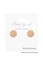 Sterling Silver Ball Ear Studs With Crystal - SS