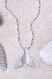 Sterling Silver Dophin Tail Pendant Necklace - SS