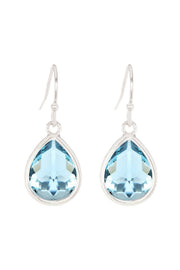 Sky Blue Crystal Teardrop Earrings - SF