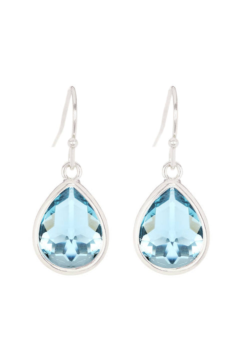 Sky Blue Crystal Teardrop Earrings - SF