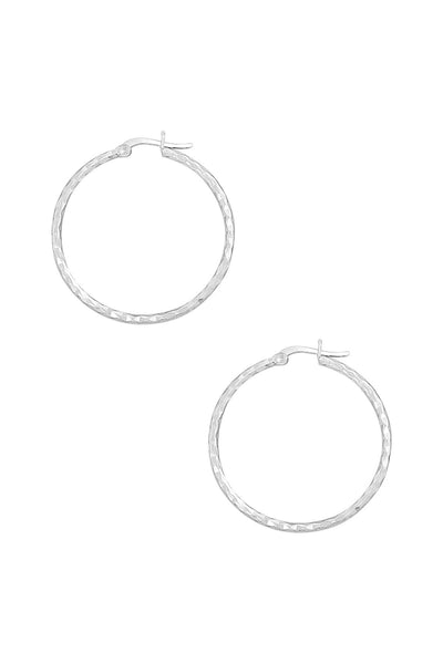Sterling Silver Hammered Hoop Earrings - SS