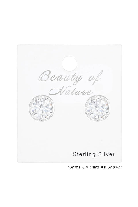 Sterling Silver Round 5mm Ear Studs With Cubic Zirconia - SS