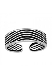 Sterling Silver Curved Lines Adjustable Toe Ring - SS