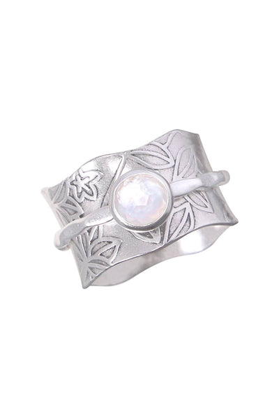 Mother Of Pearl Vine Pattern Spinner Ring - SF