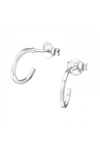 Sterling Silver Half Hoop Ear Studs - SS