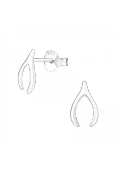 Sterling Silver Wishbone Ear Studs - SS
