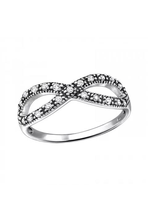 Sterling Silver Infinity Ring With CZ - SS