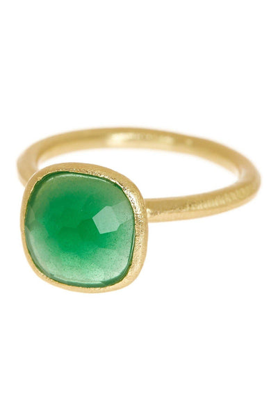 Green Chalcedony Crystal Halo Ring - GF