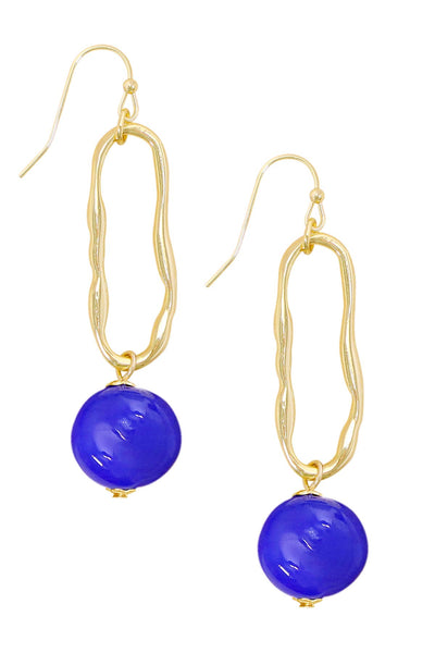 Blue Murano Glass & Freeform Hoop Drop Earrings - GF