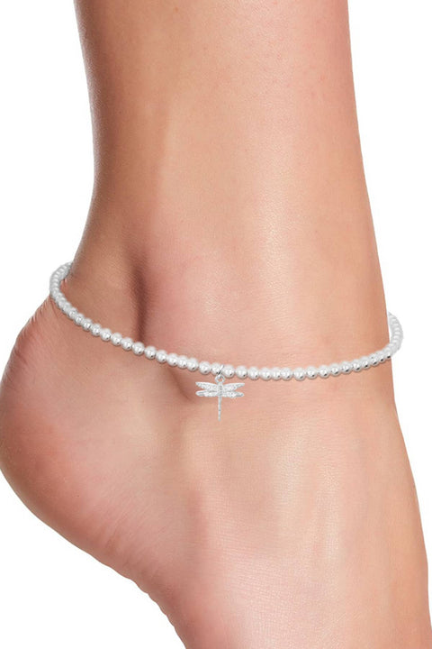 Dragonfly Charm Beaded Anklet - SF