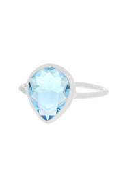 Sky Blue Crystal Teardrop Ring - SF