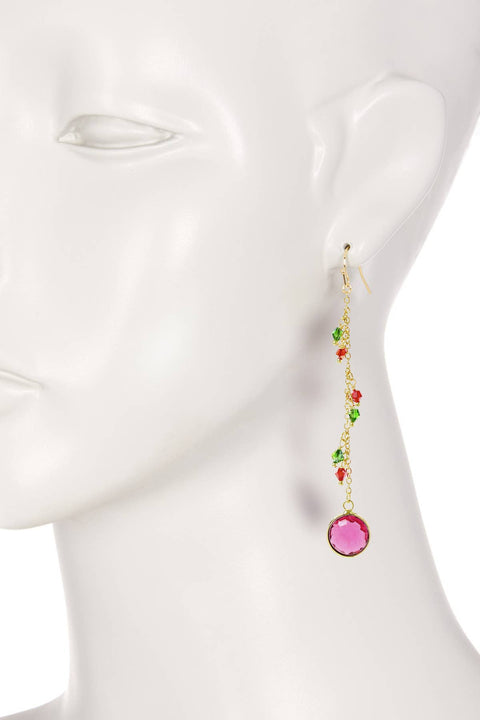 Raspberry Crystal & Austrian Crystal Drop Earrings - GF