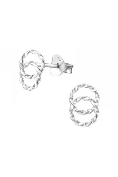 Sterling Silver Twisted Link Ear Studs - SS
