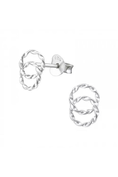 Sterling Silver Twisted Link Ear Studs - SS