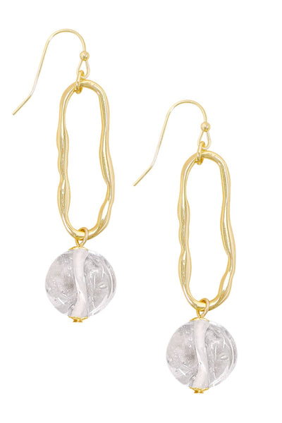 Clear Murano Glass & Freeform Hoop Drop Earrings - GF