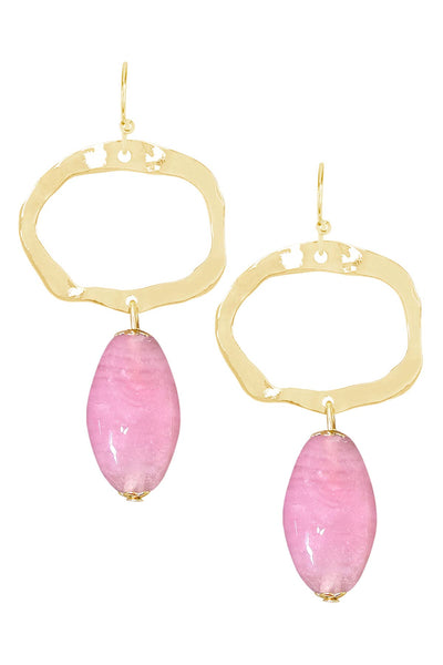 Pink Murano Glass & Freeform Drop Earrings - GF