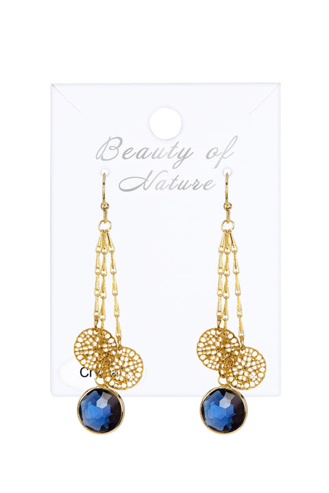 London Blue Crystal Chandelier Earrings In Gold - GF