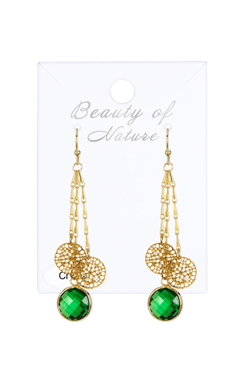Emerald Crystal Chandelier Earrings In Gold - GF