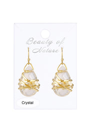 Crystal Quartz Wrapped Earrings In Gold - GF