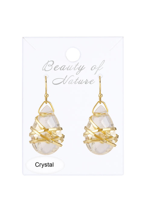 Crystal Quartz Wrapped Earrings In Gold - GF