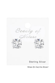 Sterling Silver Round 5mm Ear Studs With Cubic Zirconia - SS